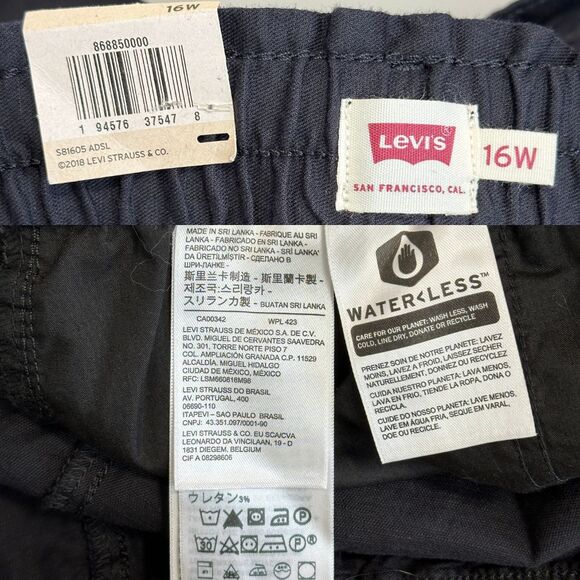 Levis Belted Jet Set Joggers Womens 16W Black Stretch Twill Pants Relaxed Casual - Picture 14 of 15